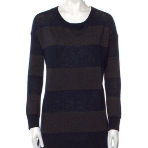 Vince Sweater Cashmere Striped Gray Black Crewneck Women’s Size Medium‎